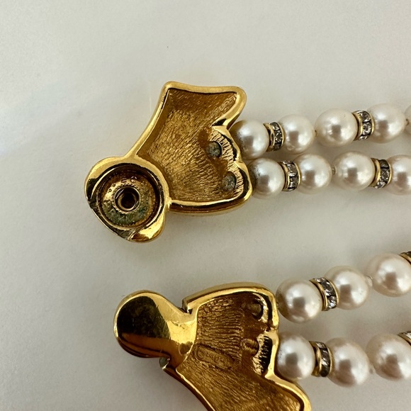 Vintage Christian Dior pearl and gold bow with Swarovski crystals necklace - Picture 9 of 14